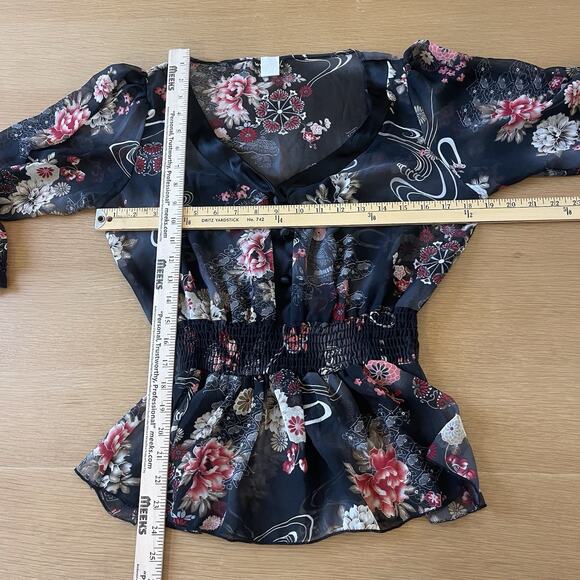 Vintage Wet Seal Sheer Peplum Peasant Blouse - Picture 6 of 6